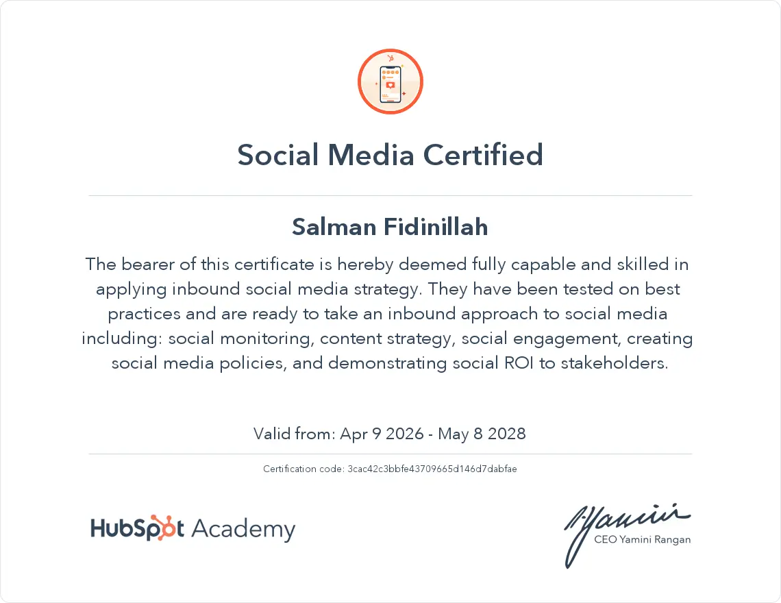 HubSpot Academy Social Media Certification